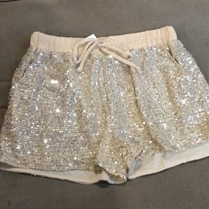 Tan with silver sequins shorts